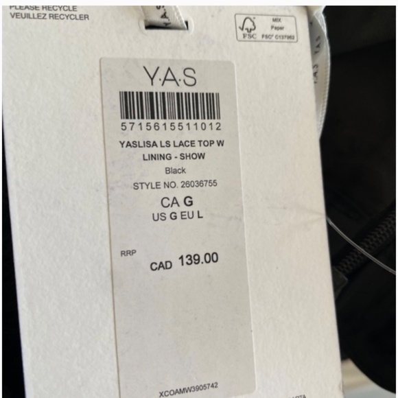 BNWT YAS Black Lace Blouse Size Large - Picture 12 of 12